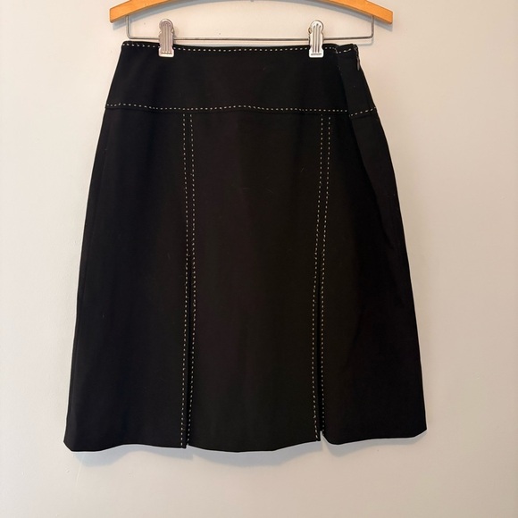 Très You Black A-Line Skirt Size 4 | Contrast Stitching, Minimalist Workwear - Picture 1 of 5